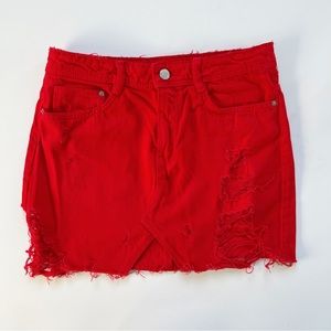 ZARA Denim Red Mini Skirt